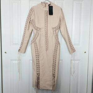 Akira Right My Wrongs Multi Lace Up Bandage Midi Dress, NWT, Size 1X